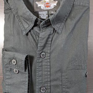 Harley Davidson Embroidered Logos in Black Shirt